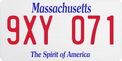 MA license plate 9XY071