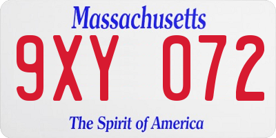 MA license plate 9XY072