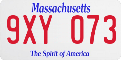 MA license plate 9XY073
