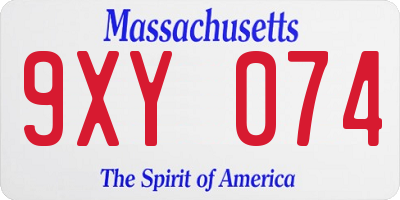 MA license plate 9XY074