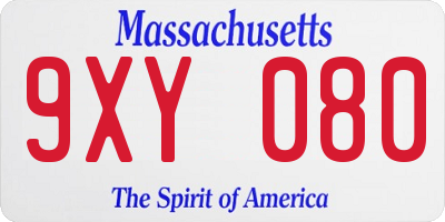 MA license plate 9XY080
