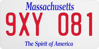 MA license plate 9XY081
