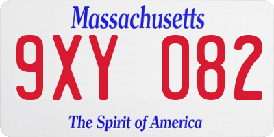 MA license plate 9XY082