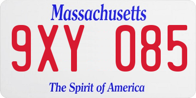 MA license plate 9XY085