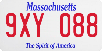 MA license plate 9XY088