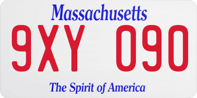 MA license plate 9XY090