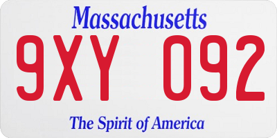 MA license plate 9XY092