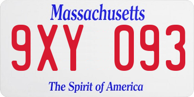MA license plate 9XY093