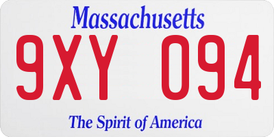 MA license plate 9XY094