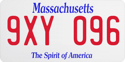 MA license plate 9XY096