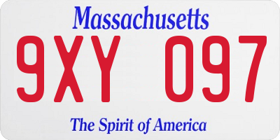 MA license plate 9XY097