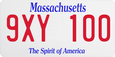 MA license plate 9XY100