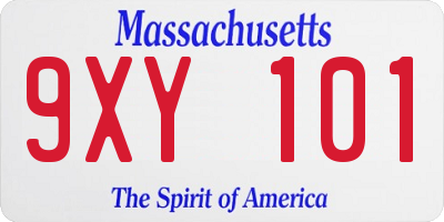 MA license plate 9XY101