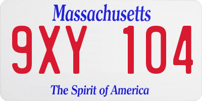MA license plate 9XY104