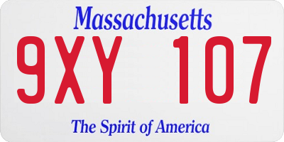 MA license plate 9XY107