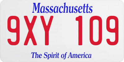 MA license plate 9XY109