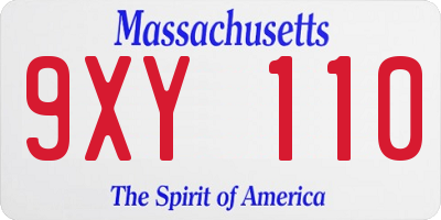 MA license plate 9XY110