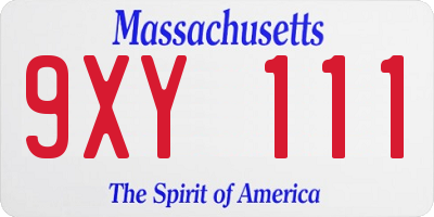 MA license plate 9XY111