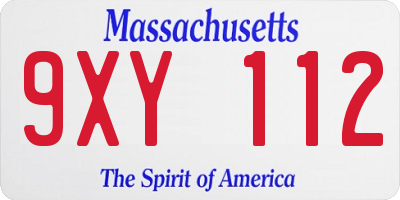 MA license plate 9XY112