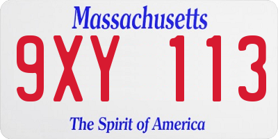 MA license plate 9XY113