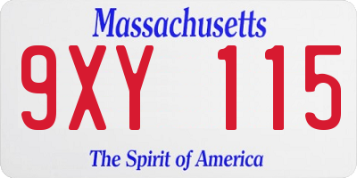 MA license plate 9XY115