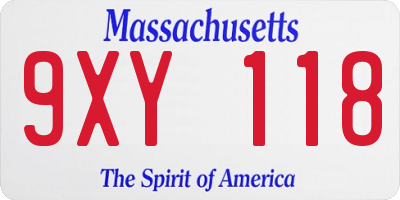 MA license plate 9XY118