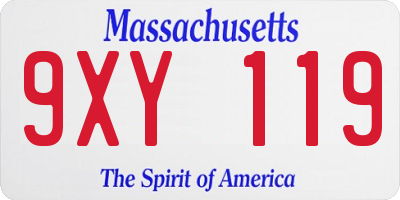MA license plate 9XY119