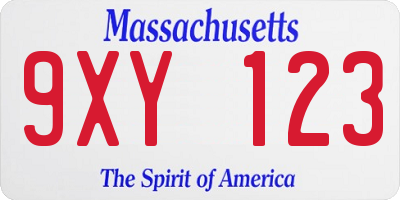 MA license plate 9XY123