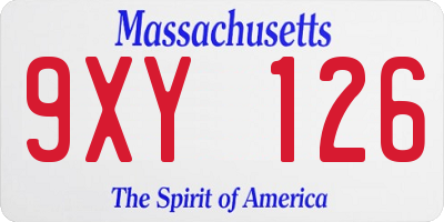 MA license plate 9XY126