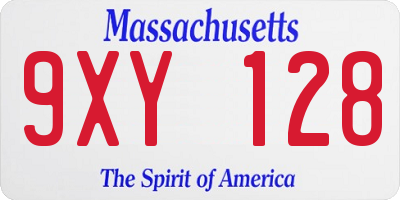 MA license plate 9XY128