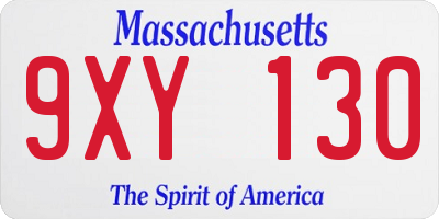 MA license plate 9XY130