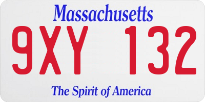 MA license plate 9XY132