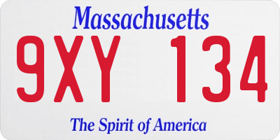MA license plate 9XY134
