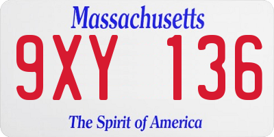 MA license plate 9XY136