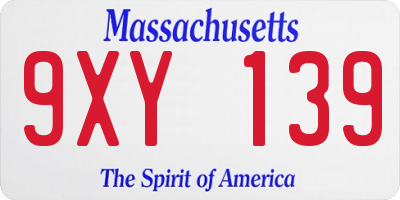 MA license plate 9XY139
