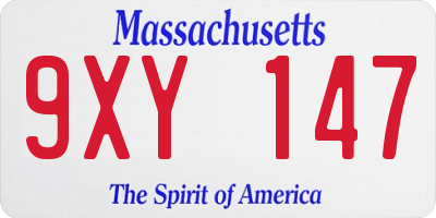 MA license plate 9XY147