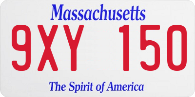 MA license plate 9XY150