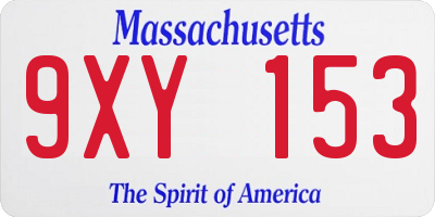 MA license plate 9XY153