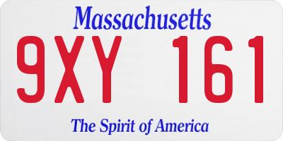 MA license plate 9XY161