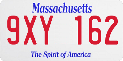 MA license plate 9XY162