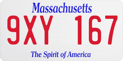 MA license plate 9XY167