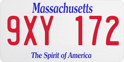 MA license plate 9XY172