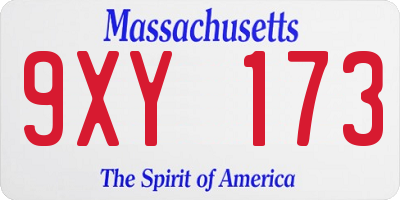 MA license plate 9XY173