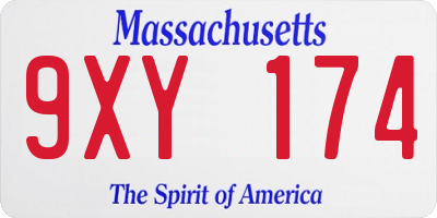 MA license plate 9XY174