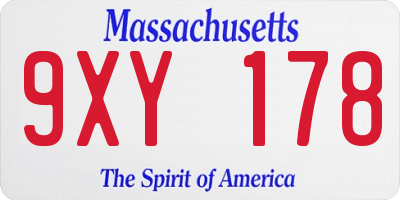 MA license plate 9XY178