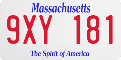 MA license plate 9XY181
