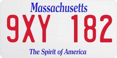 MA license plate 9XY182