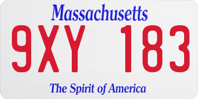 MA license plate 9XY183