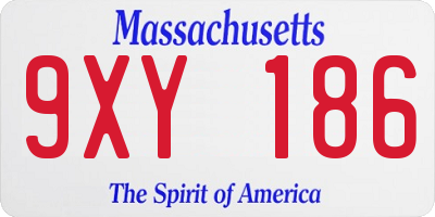 MA license plate 9XY186