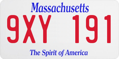 MA license plate 9XY191